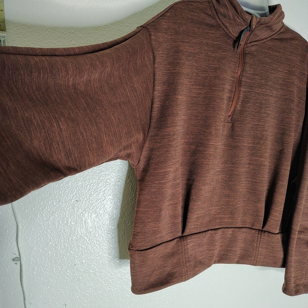 Athleta Women's Brick 1/4 Zip Cowl Neck Pullover Cropped Sweater Sz L One Pocket - Picture 4 of 16
